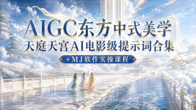 AIGC东方中式美学天庭天宫AI电影级提示词合集+MJ软件实操课程-777网创网