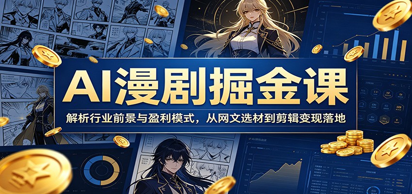 AI漫剧掘金课：解析行业前景与盈利模式，从网文选材到剪辑变现落地-777网创网