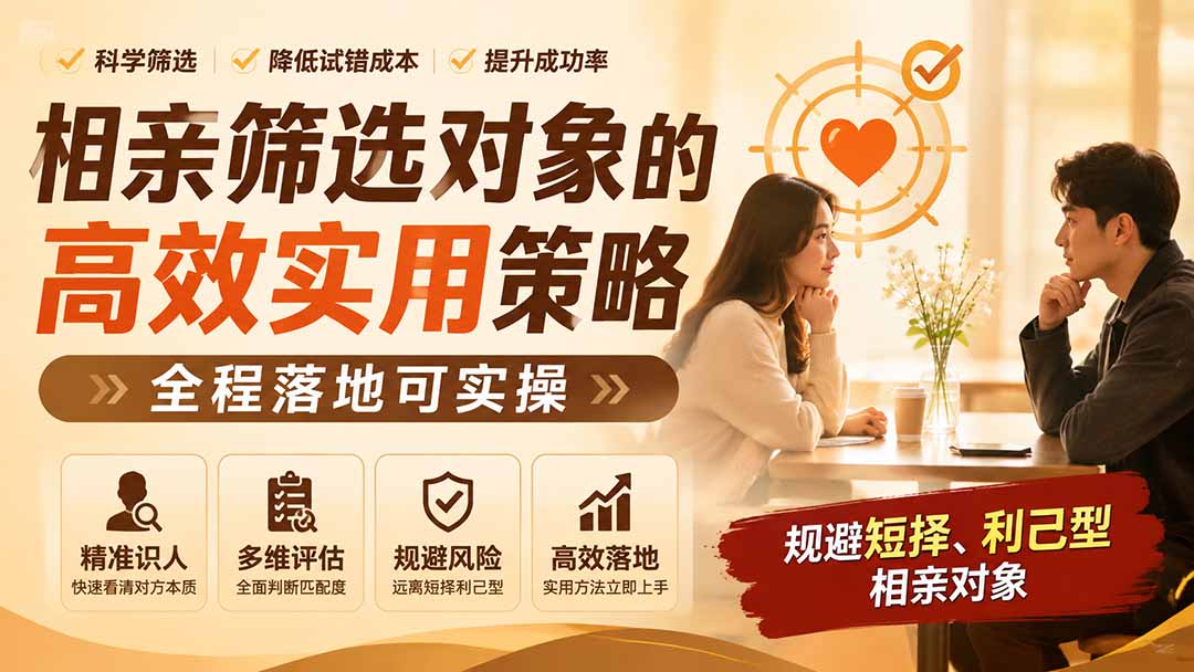 付费文章:相亲筛选对象的高效实用策略,全程落地可实操,规避短择、利己型相亲对象-777网创网