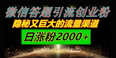 微信答题引流创业粉,隐秘又巨大的流量渠道一小时引流200人,日涨粉2000+-777网创网