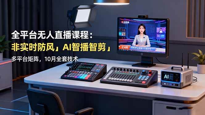 （16414期）全平台无人直播课程：非实时防风＋AI智播智剪＋多平台矩阵，10月全套技术-777网创网