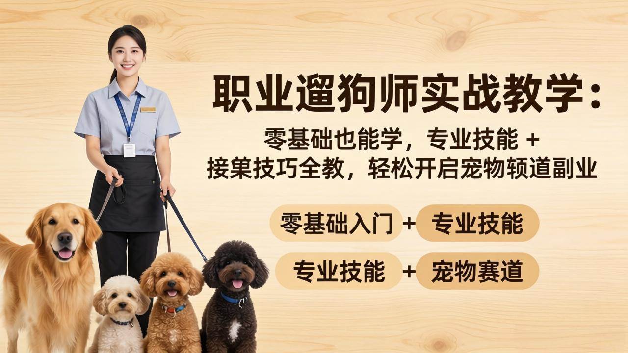 (18115期)职业遛狗师实战教学:零基础也能学,专业技能 + 接单技巧全教,轻松开启宠物赛道副业-777网创网