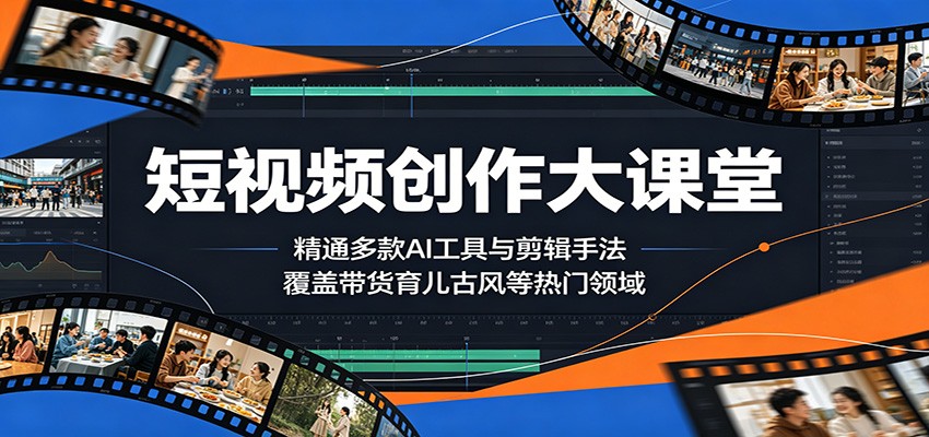 短视频创作大课堂：精通多款AI工具与剪辑手法，覆盖带货、育儿、古风等热门领域-777网创网
