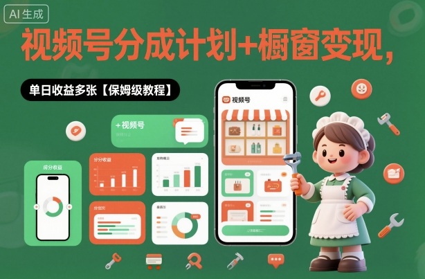 外面收费1980视频号分成计划+橱窗变现，单日收益多张【保姆级教程】-777网创网