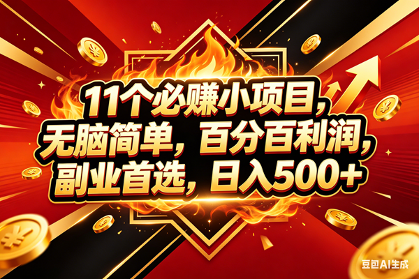 （18189期）11个必赚米小项目，百分百赚米，无脑简单，副业首选，日入500+-777网创网
