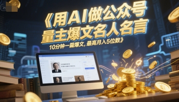用AI做公众号流量主爆文名人名言，10分钟一篇爆文，最高月入5位数-777网创网