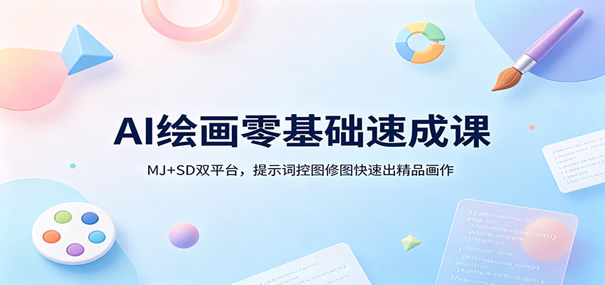 AI绘画零基础速成课:MJ+SD双平台,提示词控图修图快速出精品画作-777网创网