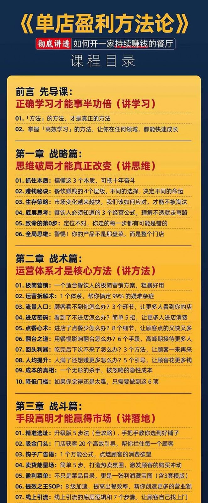 餐饮店盈利实操方法：教你怎样开一家持续能赚钱的餐厅（25节）-777网创网