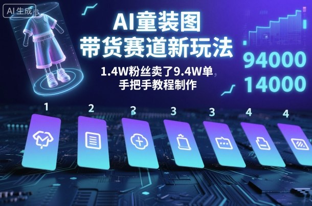 AI童装图文带货赛道新玩法，1.4W粉丝卖了9.4W单，手把手教程制作-777网创网