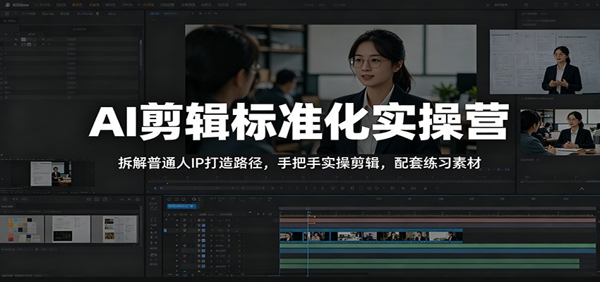 AI剪辑标准化实操营：拆解普通人IP打造路径，手把手实操剪辑，配套练习素材-777网创网