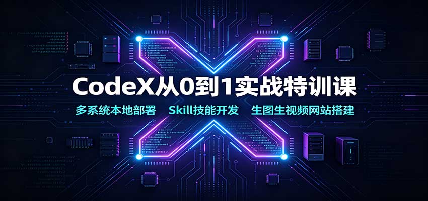 CodeX从0到1实战特训课：多系统本地部署，Skill技能开发，生图生视频网站搭建-777网创网