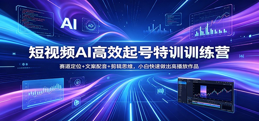 短视频AI高效起号特训训练营:赛道定位+文案配音+剪辑思维,小白快速做出高播放作品-777网创网