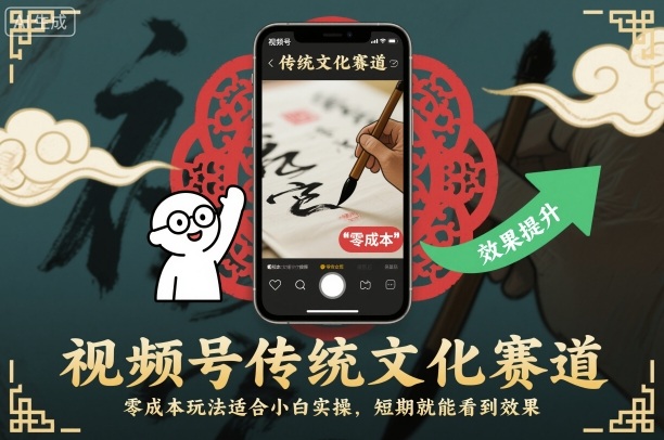 视频号传统文化赛道，零成本玩法适合小白实操，短期就能看到效果-777网创网