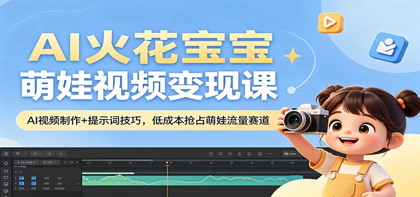 AI火花宝宝萌娃视频变现课：AI视频制作+提示词技巧，低成本抢占萌娃流量赛道-777网创网