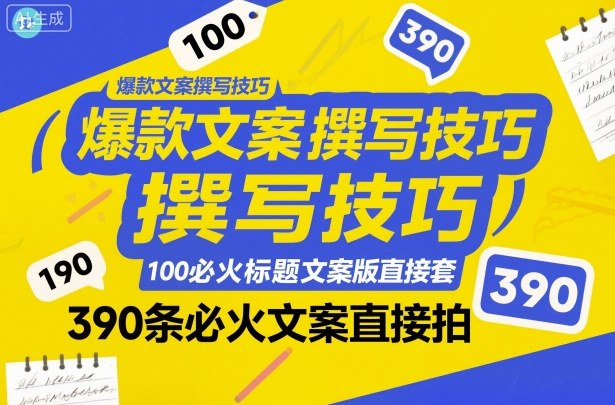 爆款文案撰写技巧，100个必火标题文案模版直接套，390条必火文案直接拍-777网创网