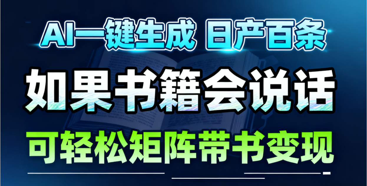 AI书籍会说话,轻松带书变现,月入3W+ AI书籍会说话,轻松带书变现,月入3W+