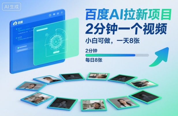 百度AI拉新项目，2分钟一个视频，小白可做，一天8张【附案例+保姆级教程】-777网创网