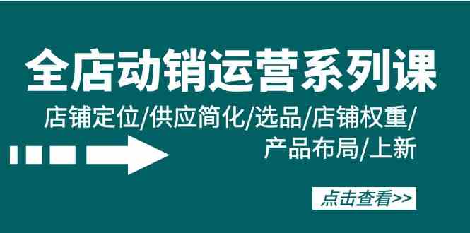 （9845期）全店·动销运营系列课：店铺定位/供应简化/选品/店铺权重/产品布局/上新-777网创网
