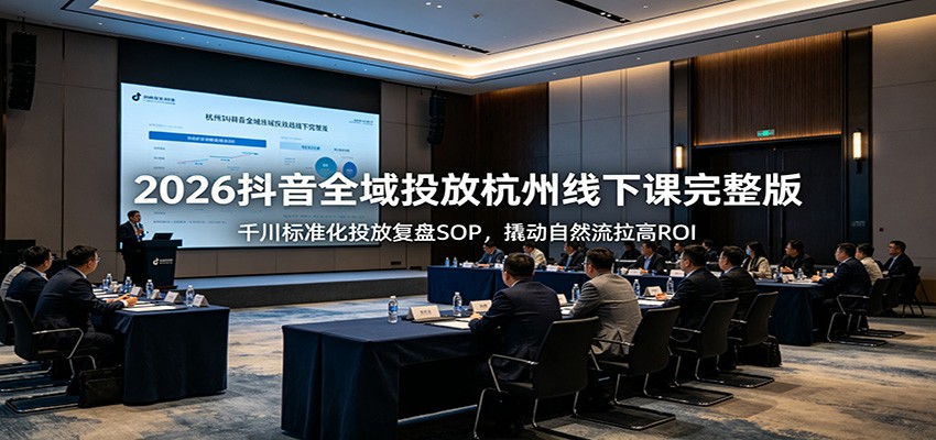 2026抖音全域投放杭州线下课完整版：千川标准化投放复盘SOP，撬动自然流拉高ROI-777网创网