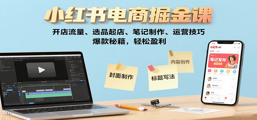 小红书电商掘金课:开店流量、选品起店、笔记制作、运营技巧,爆款秘籍,轻松盈利-777网创网