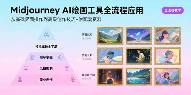 （15628期）Midjourney AI绘画工具全流程应用，从基础界面操作到高级创作-附配套资料-777网创网