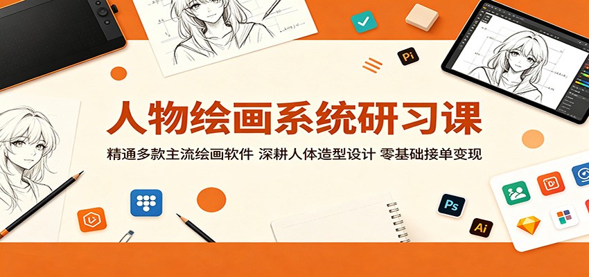人物绘画系统研习课:精通多款主流绘画软件,深耕人体造型设计,零基础接单变现-777网创网