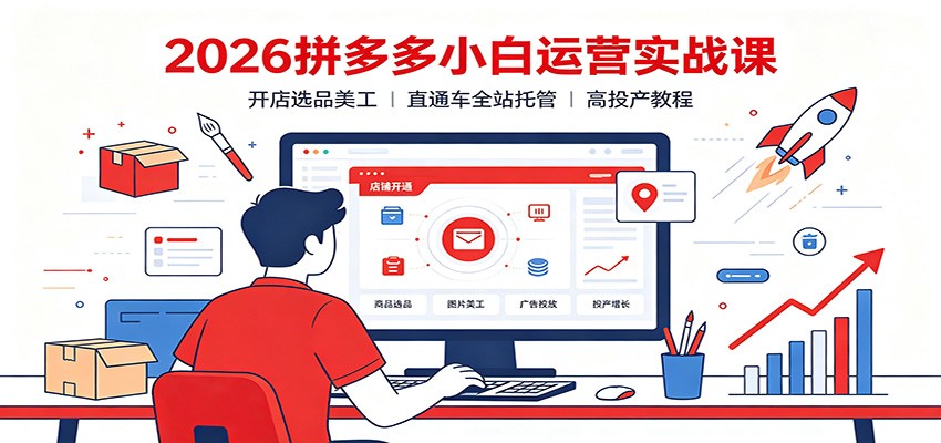 2026拼多多小白运营实战课：开店选品美工，直通车全站托管高投产教程-777网创网