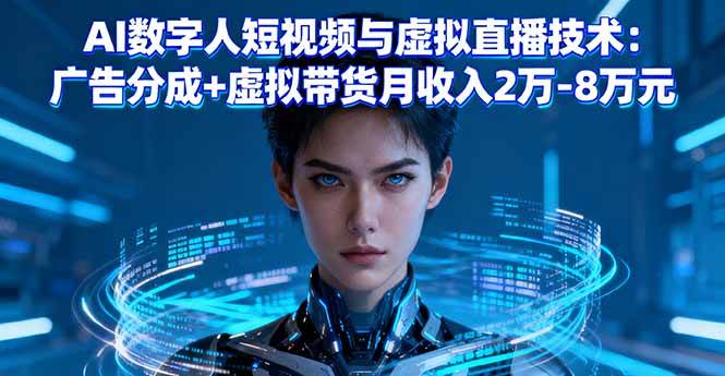 (16148期)AI数字人短视频与虚拟直播技术:广告分成+虚拟带货月收入2万-8万元-777网创网