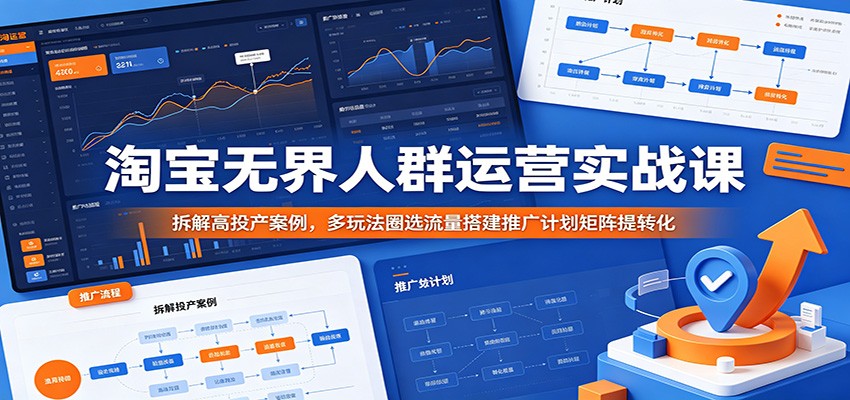 淘宝无界人群运营实战课：拆解高投产案例，多玩法圈选流量搭建推广计划矩阵提转化-777网创网