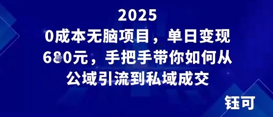 0成本无脑项目,单日变现多张,手把手带你如何从公域引流到私域成交