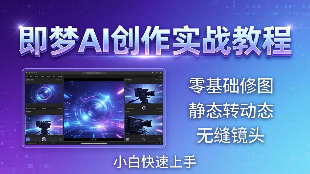 即梦AI创作实战教程,从零基础修图到AI导演,实战教学静态转动态+无缝镜头,小白快速上手-777网创网