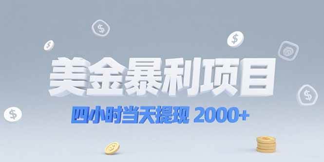 （15251期）美金暴利项目，四小时当天提现 2000+机会留给会选赛道的人-777网创网