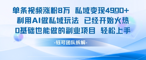 单条视频私域变现4.9k+利用AI做私域玩法 已经开始火热0基础也能做的副业项目轻松上手-777网创网