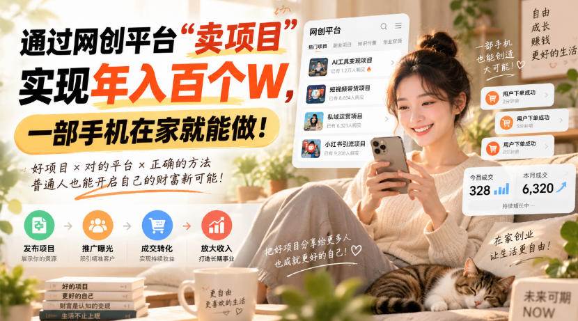 (20445期)通过网创平台“卖项目”实现年入百万,一部手机在家就能做!-777网创网