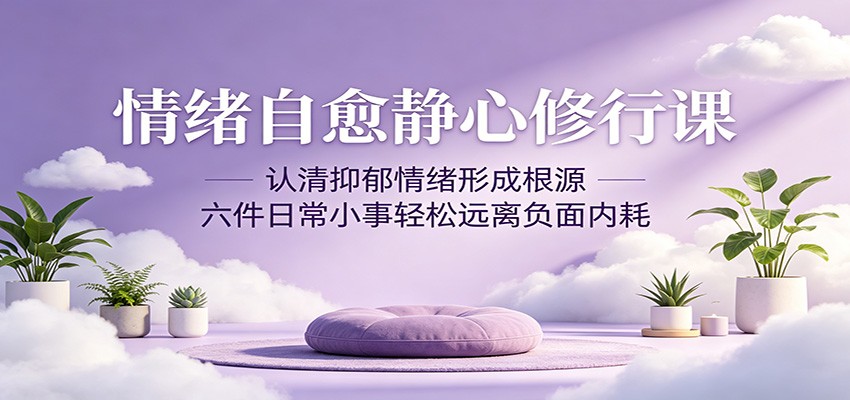 情绪自愈静心修行课：认清抑郁情绪形成根源，六件日常小事轻松远离负面内耗-777网创网