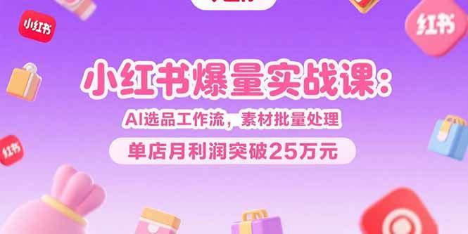 （15462期）小红书爆量实战课：AI选品工作流，素材批量处理，单店月利润突破25万元-777网创网