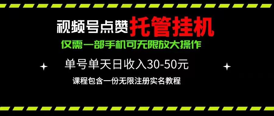 （10644期）视频号点赞托管挂机，单号单天利润30~50，一部手机无限放大（附带无限…-777网创网