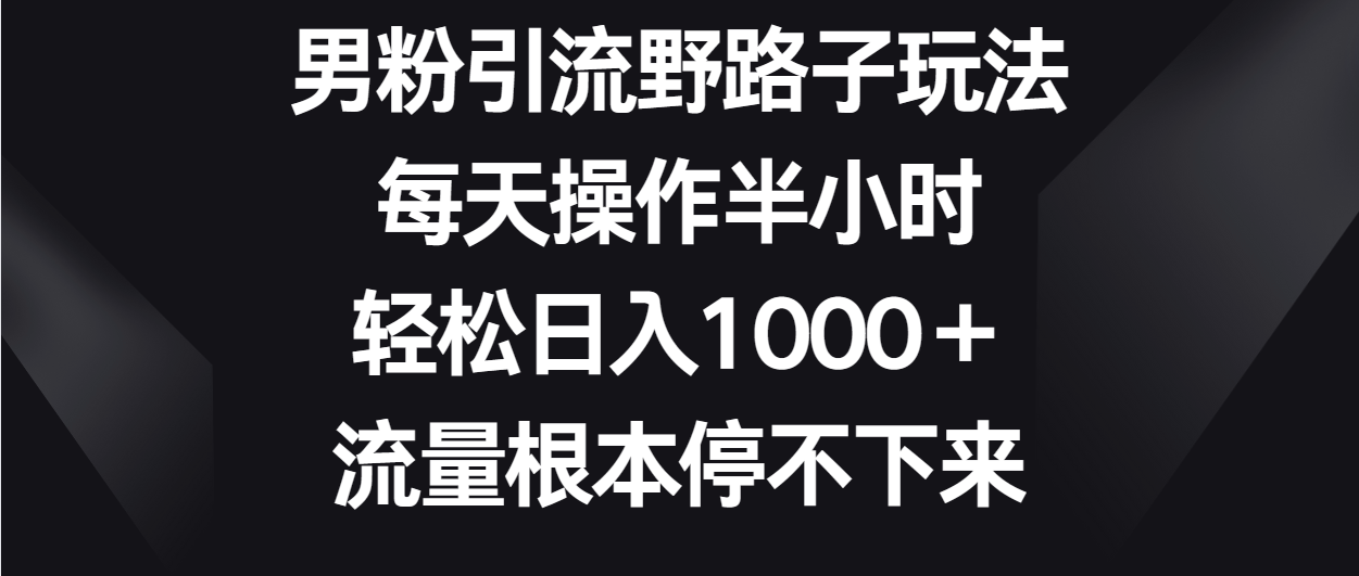 男粉引流野路子玩法,每天操作半小时轻松日入1000+,流量根本停不下来-777网创网