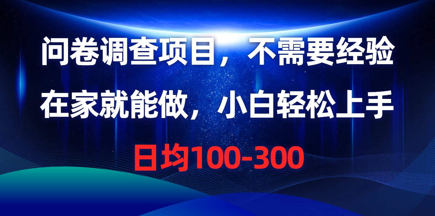 （10402期）问卷调查项目，不需要经验，在家就能做，小白轻松上手，日均100-300-777网创网