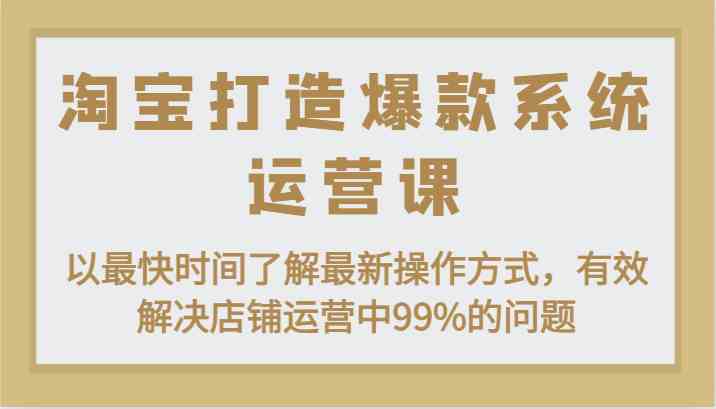 淘宝打造爆款系统运营课：以最快时间了解最新操作方式，有效解决店铺运营中99%的问题-777网创网