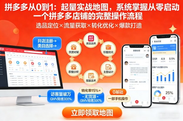 拼多多从0到1:起量实战地图,系统掌握从零启动一个拼多多店铺的完整操作流程-777网创网