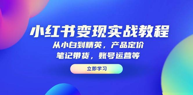 小红书变现实战教程：从小白到精英，产品定价，笔记带货，账号运营等-777网创网