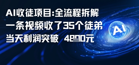 AI收徒项目全流程拆解一条视频收了三十几个徒弟，当天利润突破1k-777网创网