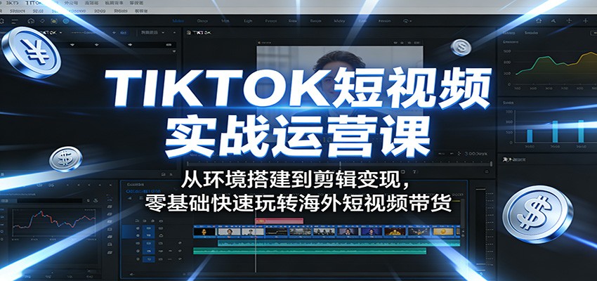 TIKTOK短视频实战运营课：从环境搭建到剪辑变现，零基础快速玩转海外短视频带货-777网创网