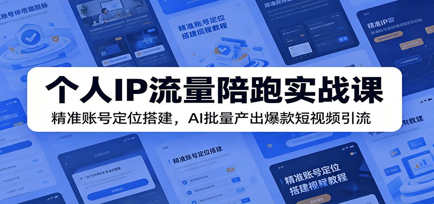 个人IP流量陪跑实战课：精准账号定位搭建，AI批量产出爆款短视频引流-777网创网