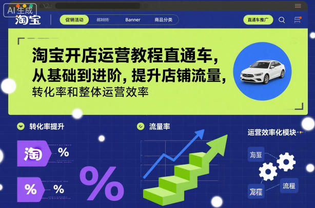 淘宝开店运营教程直通车,从基础到进阶,提升店铺流量,转化率和整体运营效率(更新26年1月)