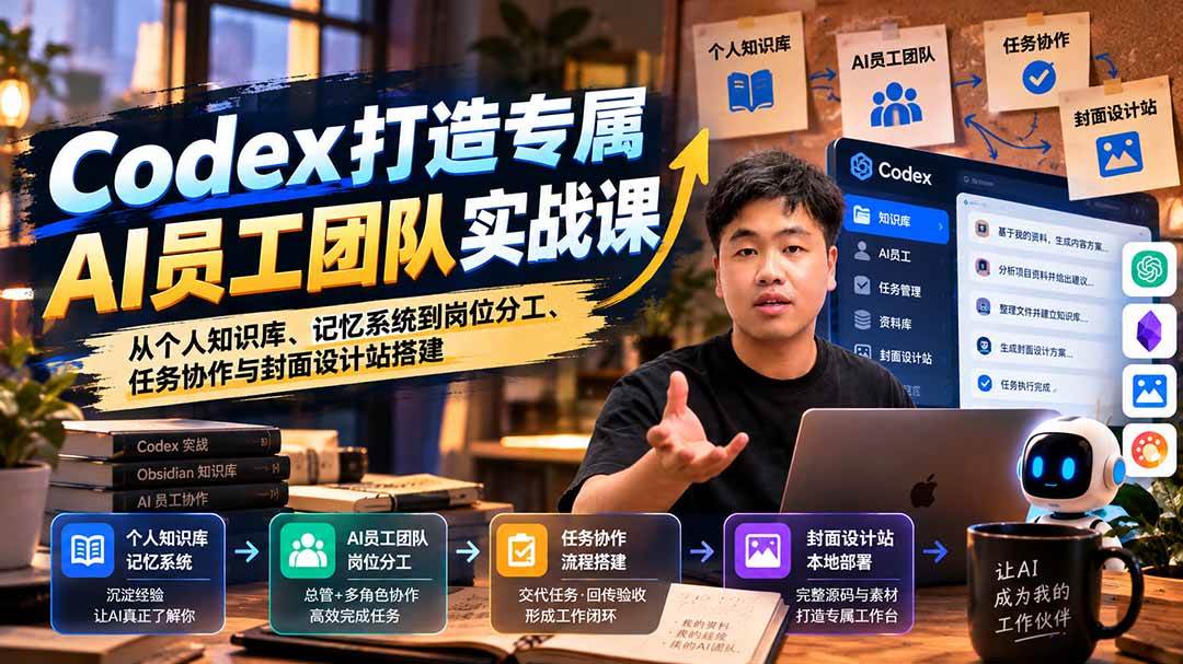 (20916期)【无水印】Codex打造专属AI员工团队实战课:从个人知识库、记忆系统到岗位分工、任务协作与封面设计站搭建-777网创网