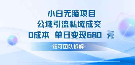 小白无脑项目公域引流私域成交0成本单日变现680米-777网创网