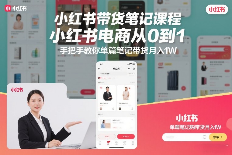 小红书带货笔记课程,小红书电商从0到1,手把手教你单篇笔记带货月入1W-777网创网
