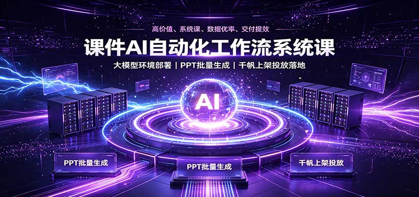 课件AI自动化工作流系统课：大模型环境部署，PPT批量生成，千帆上架投放落地-777网创网